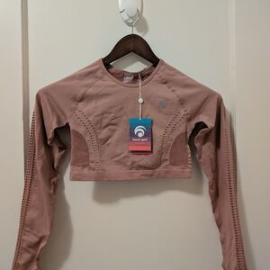Sunny Long Sleeve Crop Top in Dusty Pink